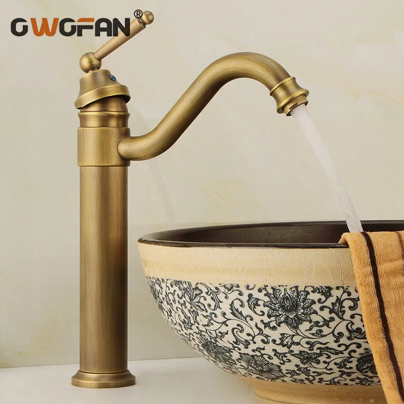 Античная Твердая латунь бассейна кран Ванная комната на бортике раковины краны