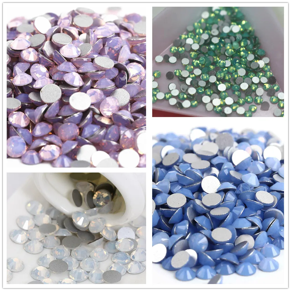 

All Sizes Opal Colors Crystal Nail Art Jewelry Stones Non hot fix Flat Back Glitter straa Rhinestones For Nail Arts Decorations