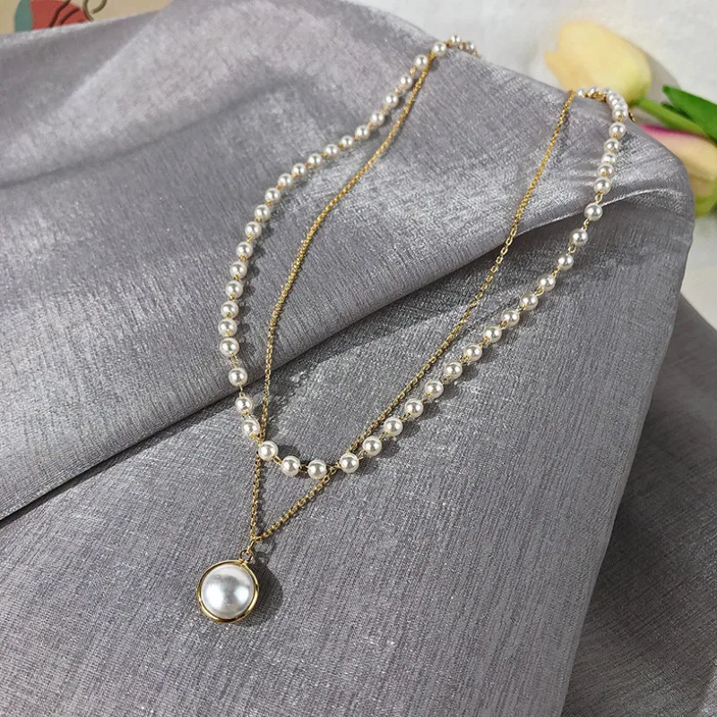 

2021 Women Exquisite Double-layer Pearl Clavicle Chain Necklace Jewelry Gift