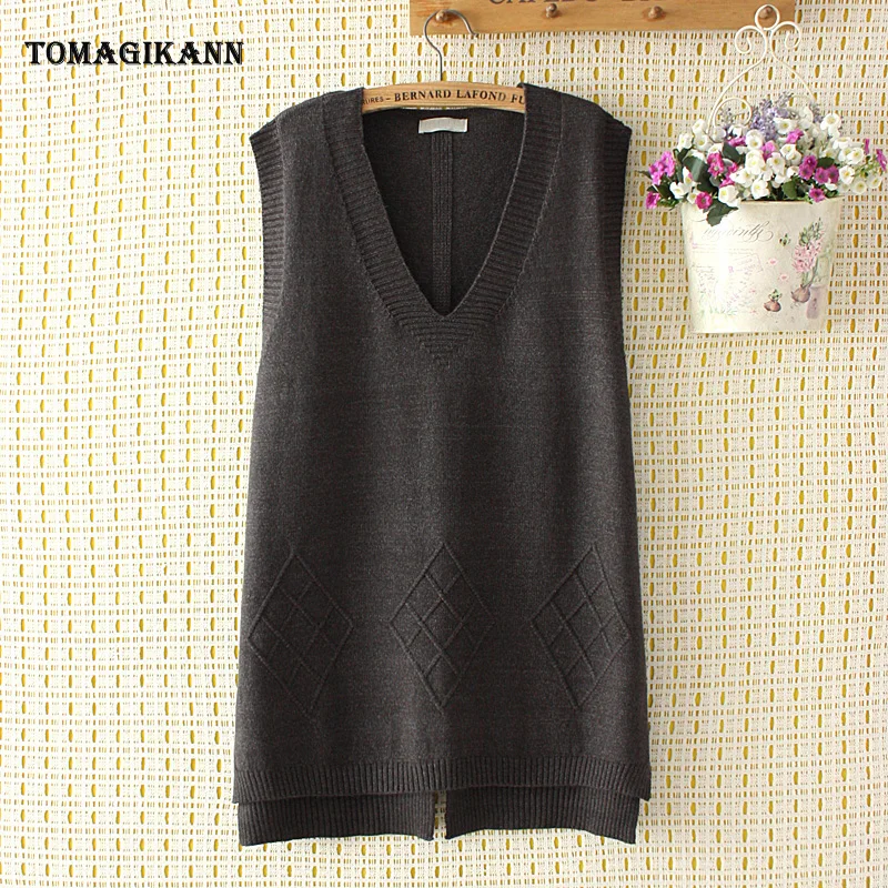 Женский свитер жилет вязаный Топ красные пуловеры с треугольным вырезом на