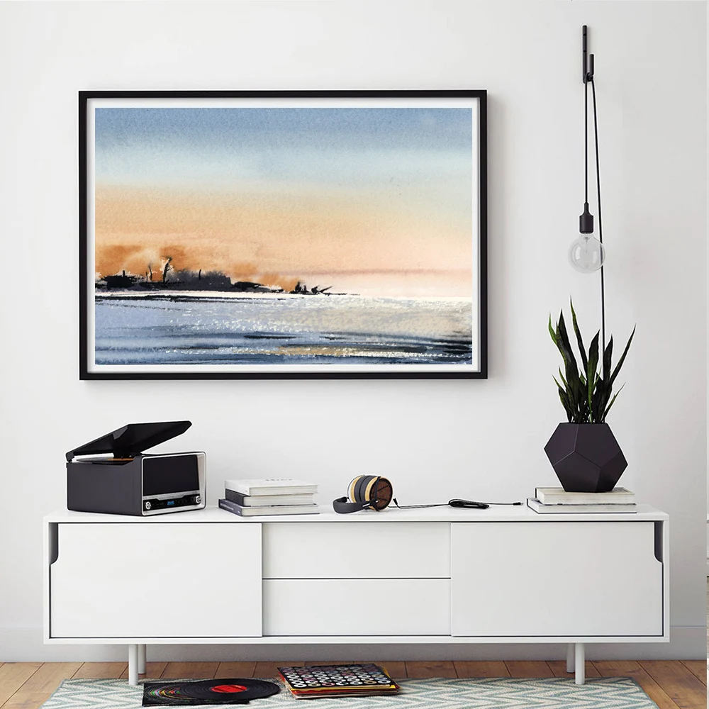 Картина на холсте с парусниками рисунок акварелью лодкой и доком