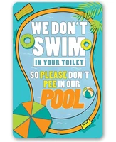 we dont swim in your toilet so please dont pee tin sign metal plaque home backyard swimming pool wall decoration metal plate