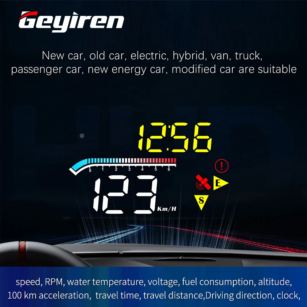 Проектор GEYIREN HUD на лобовое стекло автомобильный проектор OBD2 с GPS и двойной
