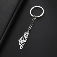 my shape hebrew palestine israel map keychain for men women stainless steel pendant key chain ring fashion jewelry accessories