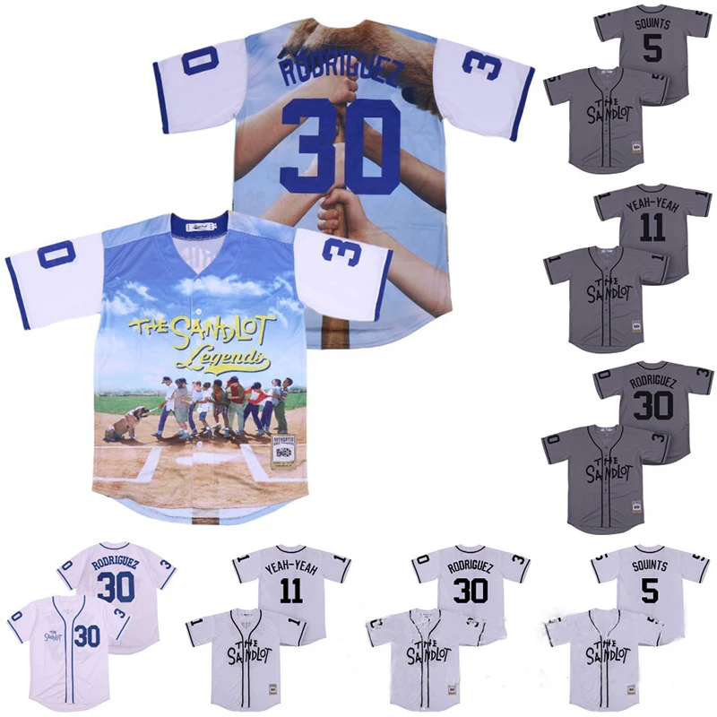 

Costume The Sandlot SQUINTS 5# YEAH 11# RODRIGUEZ 30# Movie Baseball Jersey Embroidery