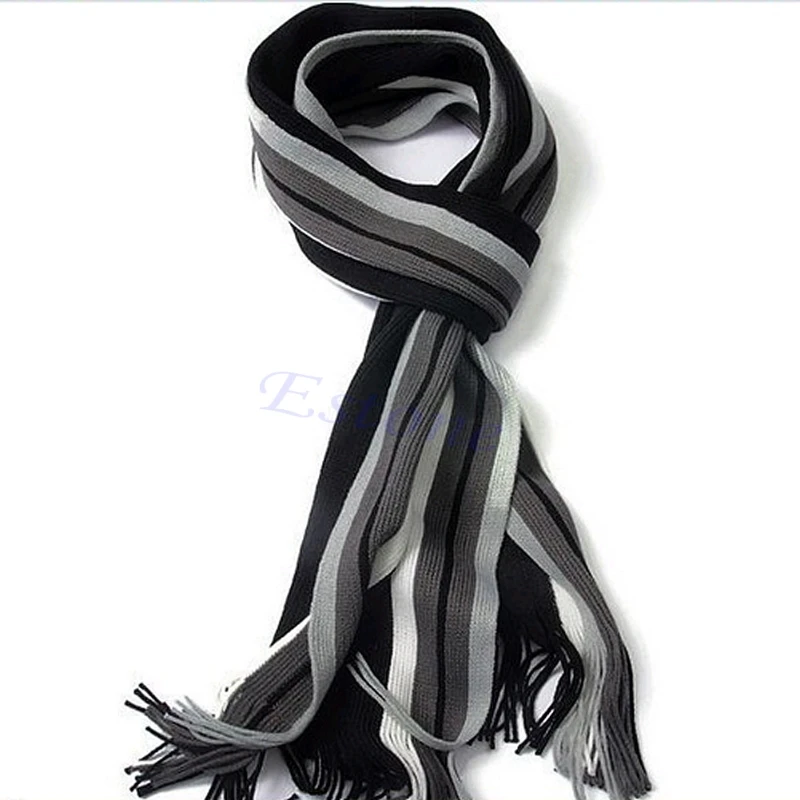 

Men's Classic Striped Cashmere Shawl Winter Warm Long Fringe Tassel Scarf New 2XPC