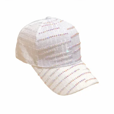 

Summer Fashion Diamond Baseball Cap Female Spring Outdoor Travel Personality Soft Top Sunshade Cap Lace Cap