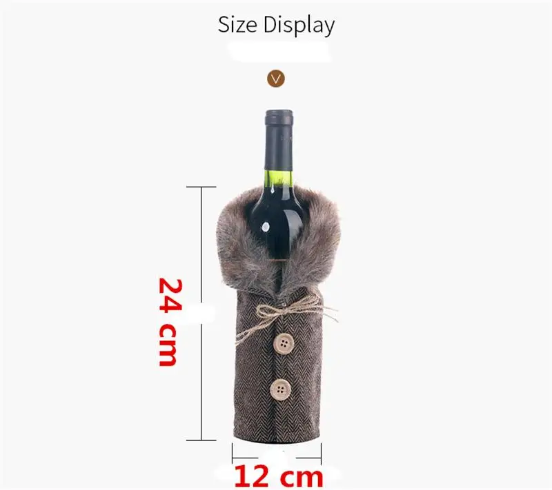 Xmas DIY Christmas table wine bottle decoration Striped plaid skirt bottle Cover Wine Cover all for the new year 1pcs FZ283