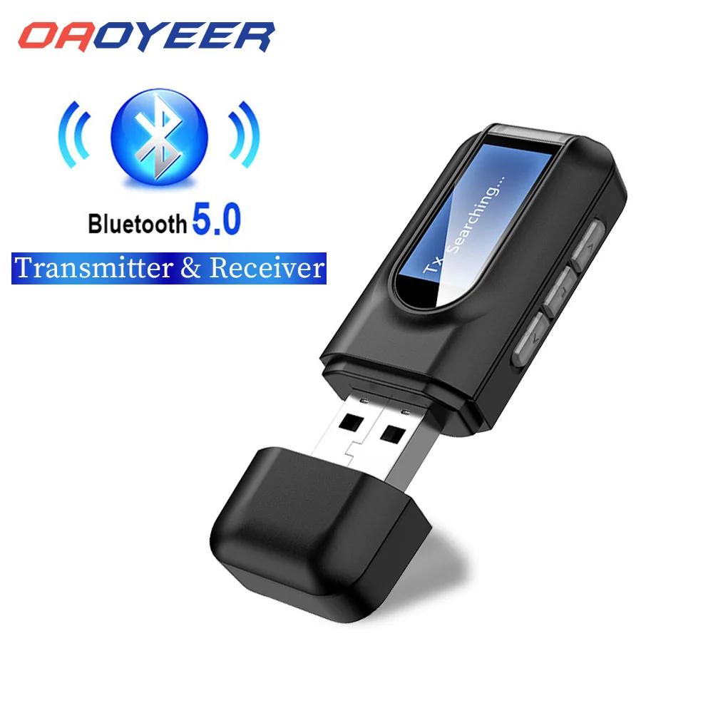 

USB Dongle Bluetooth 5.0 Audio Receiver Transmitter with LCD Display 2IN1 Mini 3.5mm Jack AUX USB Wireless Adapter For PC TVCar
