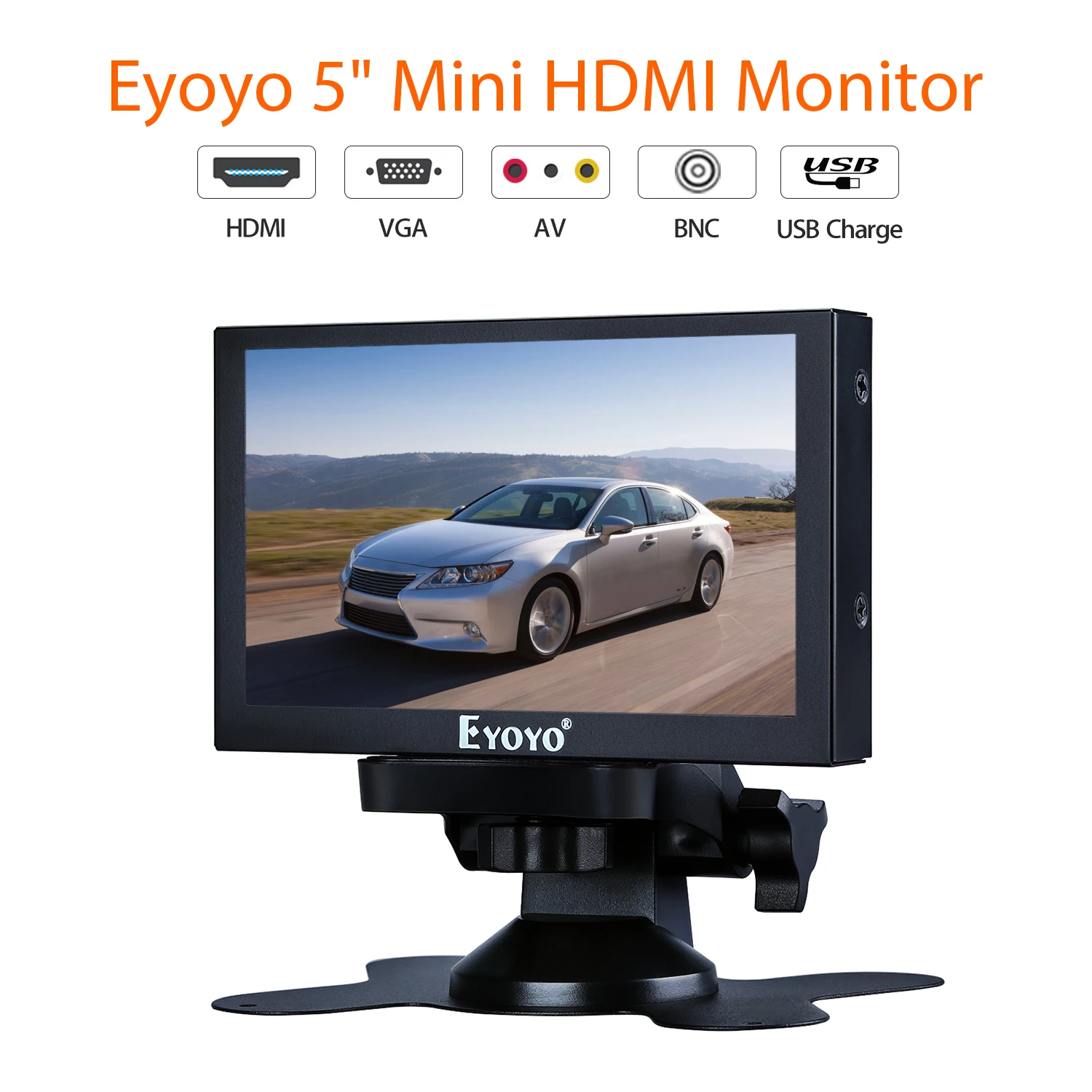 Eyoyo-Monitor pequeño con Hdmi para coche, pantalla portátil de 5 pulgadas, vga, CCTV, LCD 800x480, IPS, BNC, AV/VGA