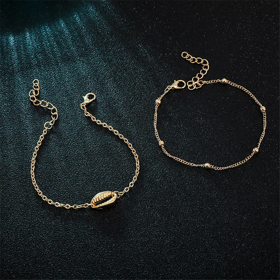 Boho браслеты для женщин шикарный металлический корпус цепочка золотистого цвета цепочка браслет на ногу богемные Pulseras Mujer винтажные лодыжки Прямая поставка