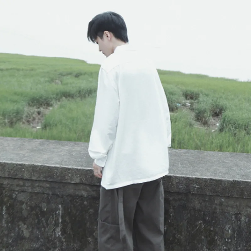 

IEFB Men's Wear 2021 Spring New Long Sleeve Shirts Basic All-match Loose Big Size Blouse Single Breasted Tops With Pockets 4908