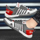 Кроссовки мужские прогулочные, дышащие холщовые кеды, не кожа, повседневная обувь, красный, черный, серый цвета, весна-осень