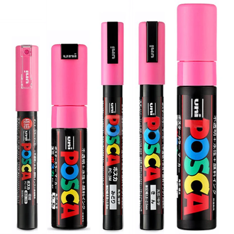 Розовый 5 шт./компл. UNI Posca Красящие ручки смешанные Mark 5 размеров каждого с 1 ручка PC-1M/3M/5 M/8 K/17 K Краски ing поп плакатов рекламной ручки - Цвет: Розовый