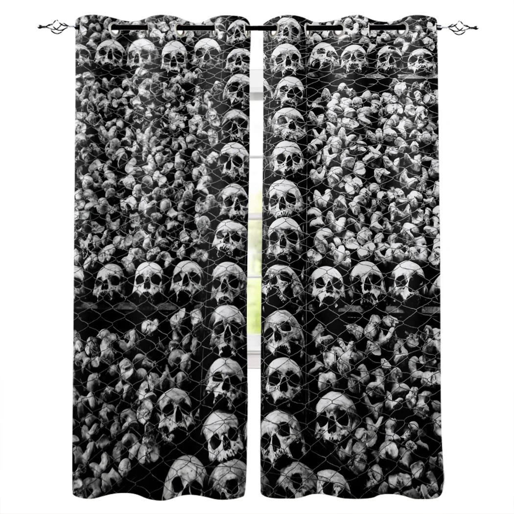 Домашняя занавеска черная в виде черепа для гостиной предметы украшения оконные