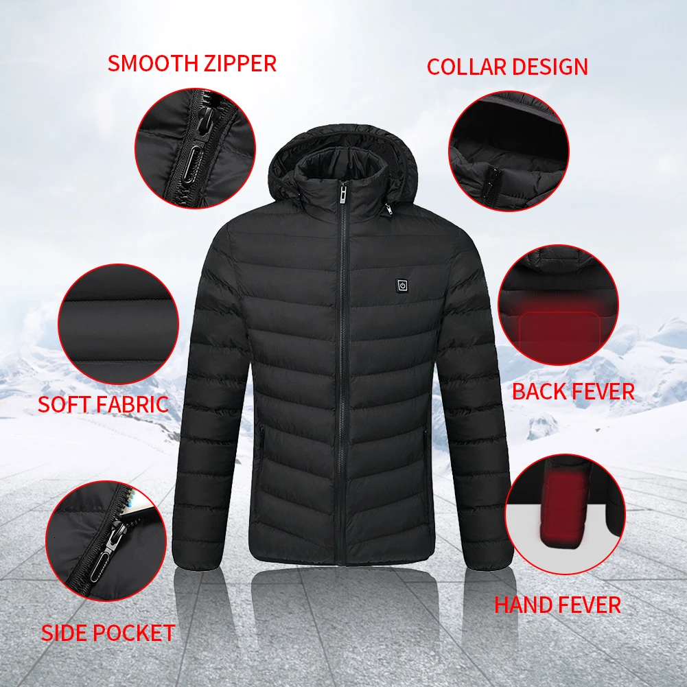 Теплый открытый жилет пальто USB Электрический аккумулятор с длинными рукавами