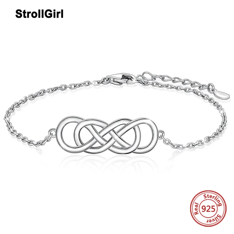 

Женский Регулируемый браслет из серебра 925 пробы с кулоном в виде знака бесконечности