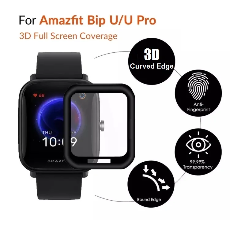 100pcs 3d curved soft screen protector for amazfit bip u pop pro smart watch full cover protective film non tempered glass free global shipping