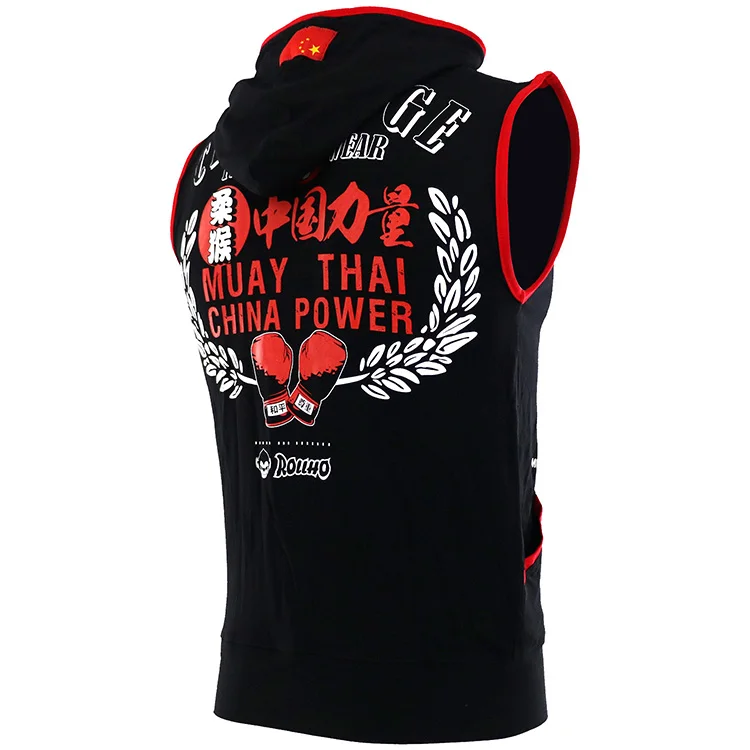 ROLLHO POWER без рукавов боксерский жилет с капюшоном майка Mma Muay Thai Mma Fight Wrestle фитнес мужской тайский боксер спортивная одежда S-4XL