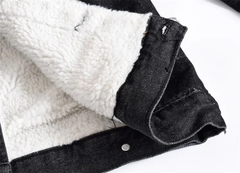 Мужская джинсовая куртка с меховым воротником Повседневная Теплая Флисовая