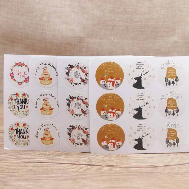 200 шт./лот новый дизайн 3 см цветочный узор благодарим вас наклейки рождественские