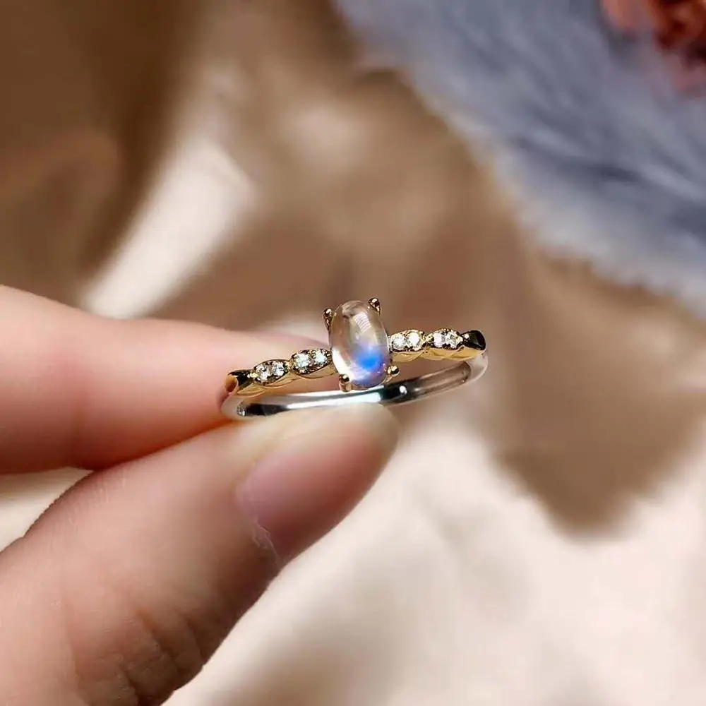 Free shipping Natural Moonstone ring 925 sterling silver Fine jewelry For men or women | Rings