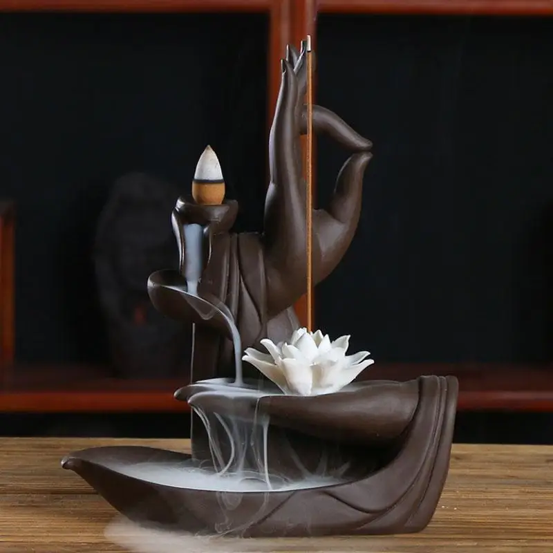 

New design Zen Ceramic Incense Holder Backflow Incense Burner Smoke Waterfall Censer Cerative Incense Sticks Holder Decoration