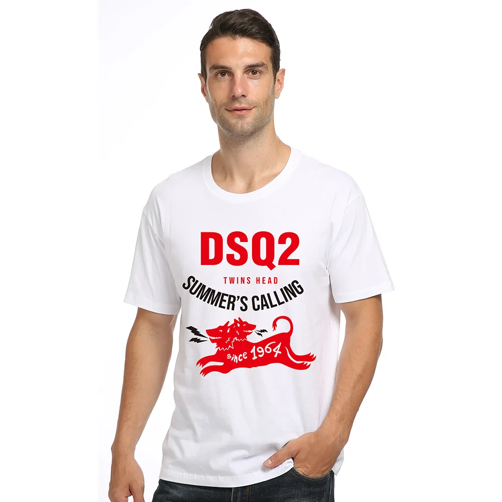 

DSQ2 twins head summer's calling printing Men's cotton sports T-shirt Crew Neck short sleeve sweat-absorbent comfort Shirts