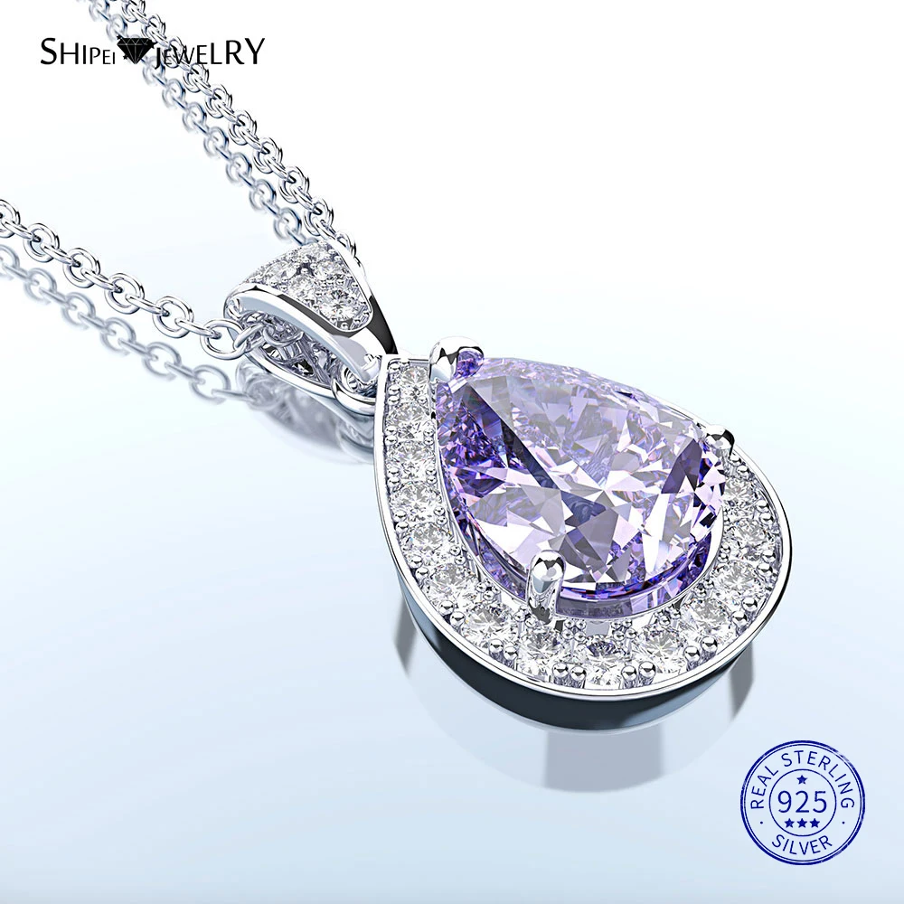 Женское ожерелье из серебра 100% пробы с натуральным сапфиром|Ожерелья| |