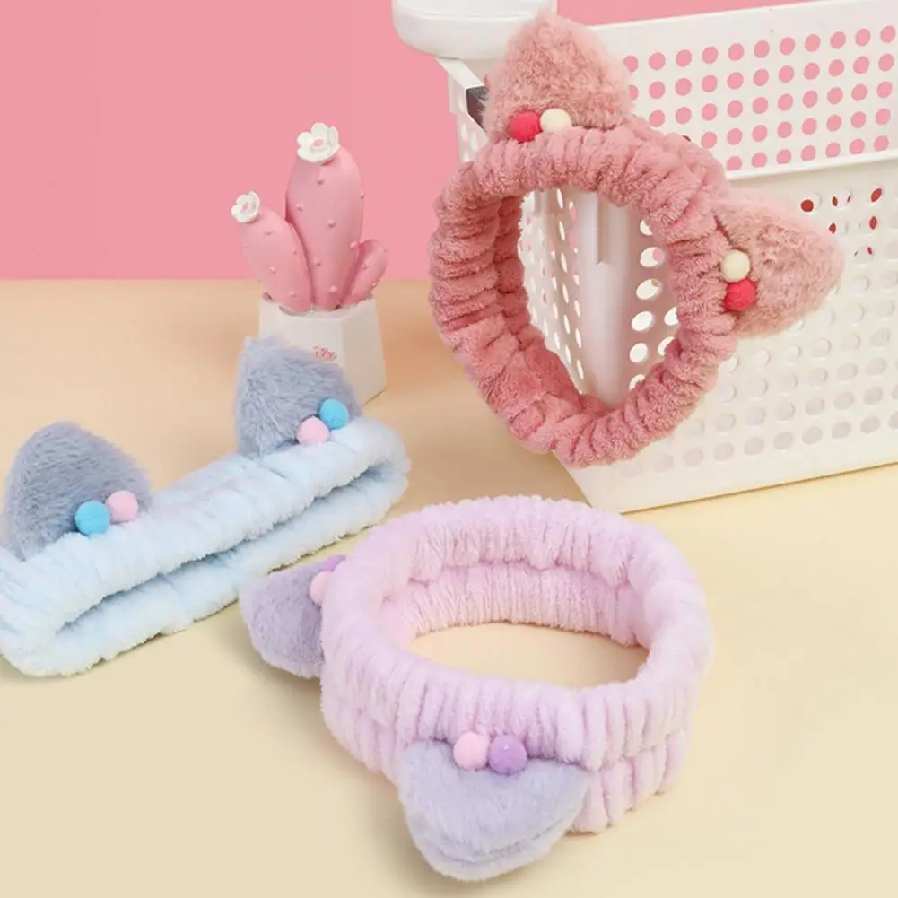

Ladies Fashion Hair Band Multifunctional Soft High Elastic Flannel Cute Plush Rabbit Ears Female Shampoo Band