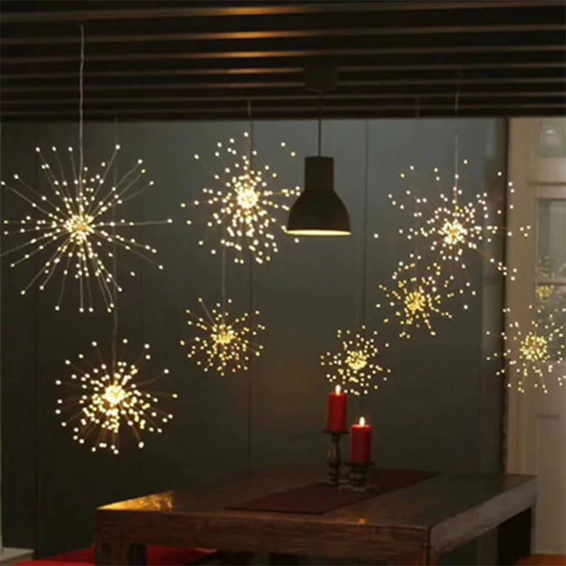 DIY светильник-фейерверк, складной светодиодный светильник в форме букета, декоративный Сказочный светильник s для гирлянды, патио, Свадебная вечеринка, праздничный светильник