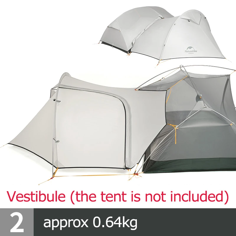 Naturehike NH17T007-M Mongar 20D нейлон двухслойные водонепроницаемый 2 для мужчин два человека палатка 3 сезона для кемпинга альпинизмом - Цвет: Gray Vestibule