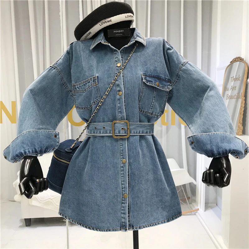 Куртка женская джинсовая с длинным рукавом однобортная винтажная верхняя одежда