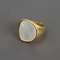 temperament design feeling light luxury ins small shell stone ring adjustable ring factory straight for female model