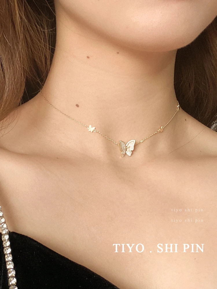 

Choker Necklace Super Fairy Design Thin Chain With Sweet Butterfly Pendant Necklace For Women Fashion Accessories Jewelry Gifts