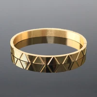 luxury top quality stainless steel cuff bracelets bangles for women and men gold color simple punk bracelet fashion jewelry
