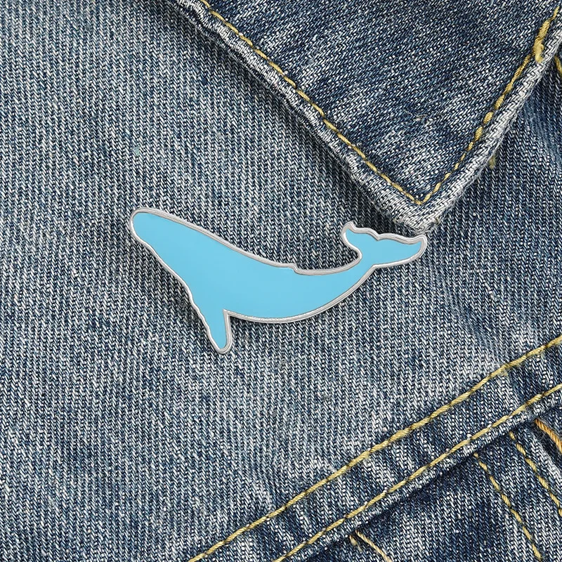 

Animal Brooch Blue Whale Enamel Pin Custom Save the Ocean Brooches Bag Lapel Pin Cartoon Sea Badge Jewelry Gift for Kids Friends