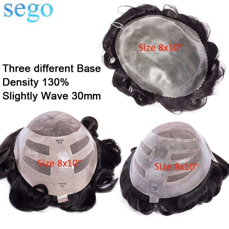 SEGO 8 &quotx 10" моно & Кружева ПУ мужские Toupee человеческие системы замещения волос