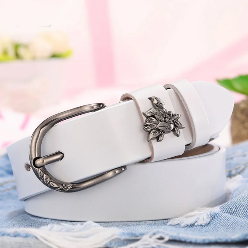 Pin Buckles Belts Women Silver buckle Leather Belts for Retro wild belts for women Waistbands Strap Ladies Jeans Accessories