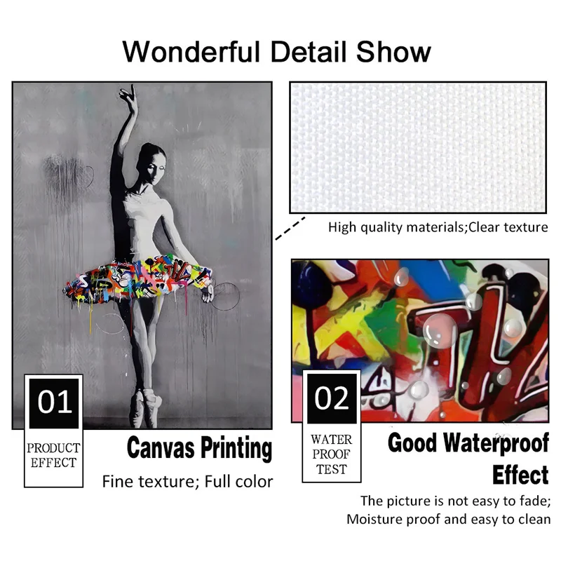 

Dance Ballet Graffiti Art Painting on Canvas Posters and Prints Street Wall Art Cuadros odern Home Decor Picture for Living Room
