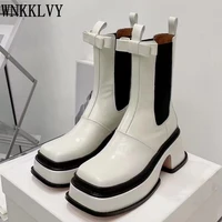thick soled bow ankle boots women square toe thick heel increased modem boots 2021 autumn winter new fashion short botas