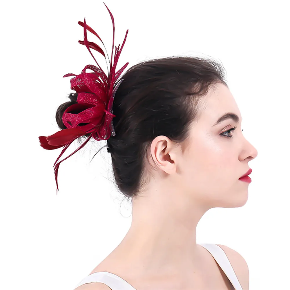 

Marron Sinamay Roses Fascinator Headwear Church Wedding Bridal Party Hair Accessories High Quality Derby Millinery Cocktail Hats