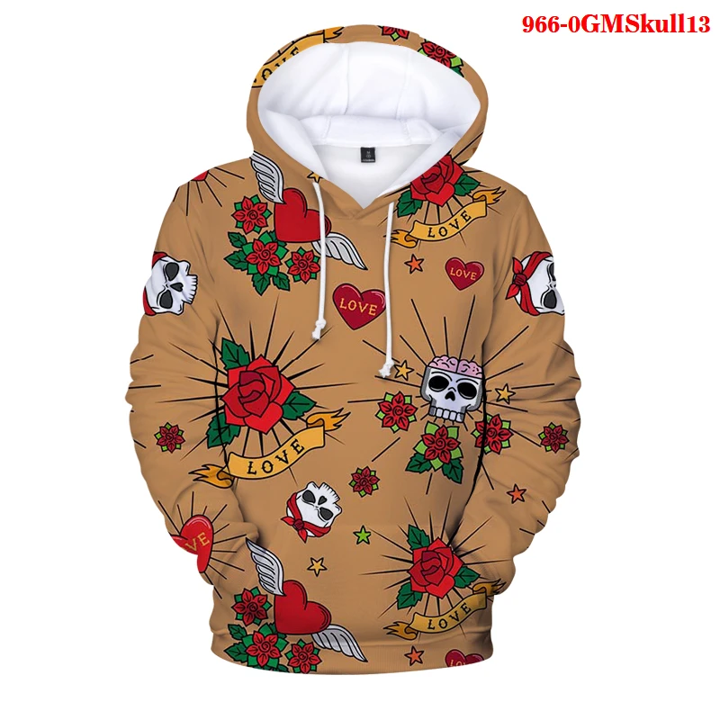 

Skull Hoodie Men's Hooded Women Casual Sweatshirt Full Print 3D Skull Hip Hop Pullover Oversize Hoodies Top Winter Clothes Women
