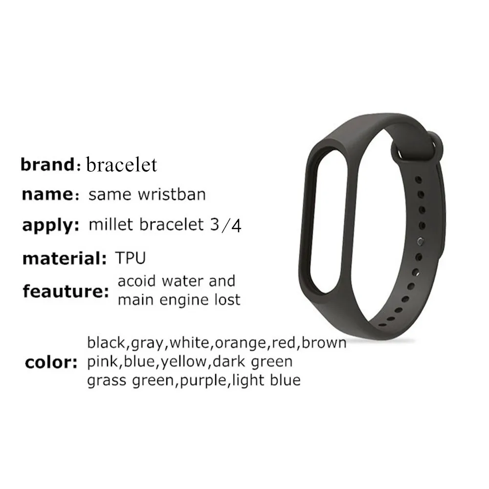 Силиконовый спортивный ремешок на запястье для xiaomi mi Band 3 4 смарт браслет