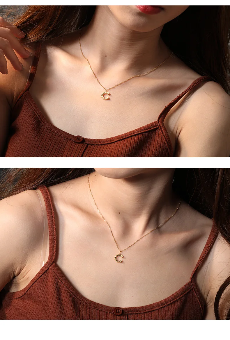 

Sterling Silver 925 English Letter Pendant Minimalism BOHO Necklace Choker for women allergy free shipping