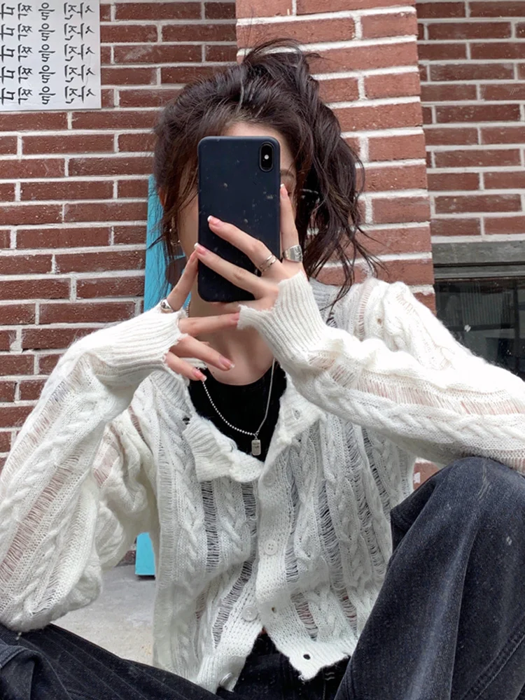 Вязаный кардиган футболка женский тонкий свитер на весну и осень пальто новинка