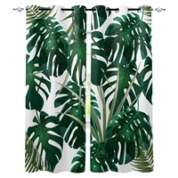 tropical jungle leaves monstera green white curtains bedroom living room kitchen decorations for children gift home textiles