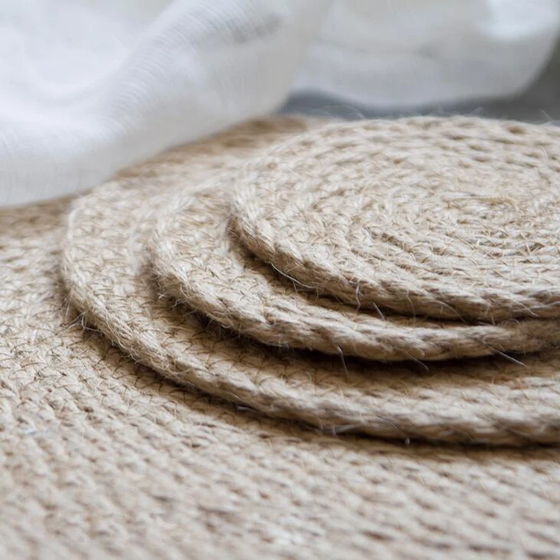 1pcs Kitchen Tools Tableware Pad Hemp Rope Hand Knitted Insulated Coaster Large Size Eco-Friendly For Home and Garden Acc | Дом и сад