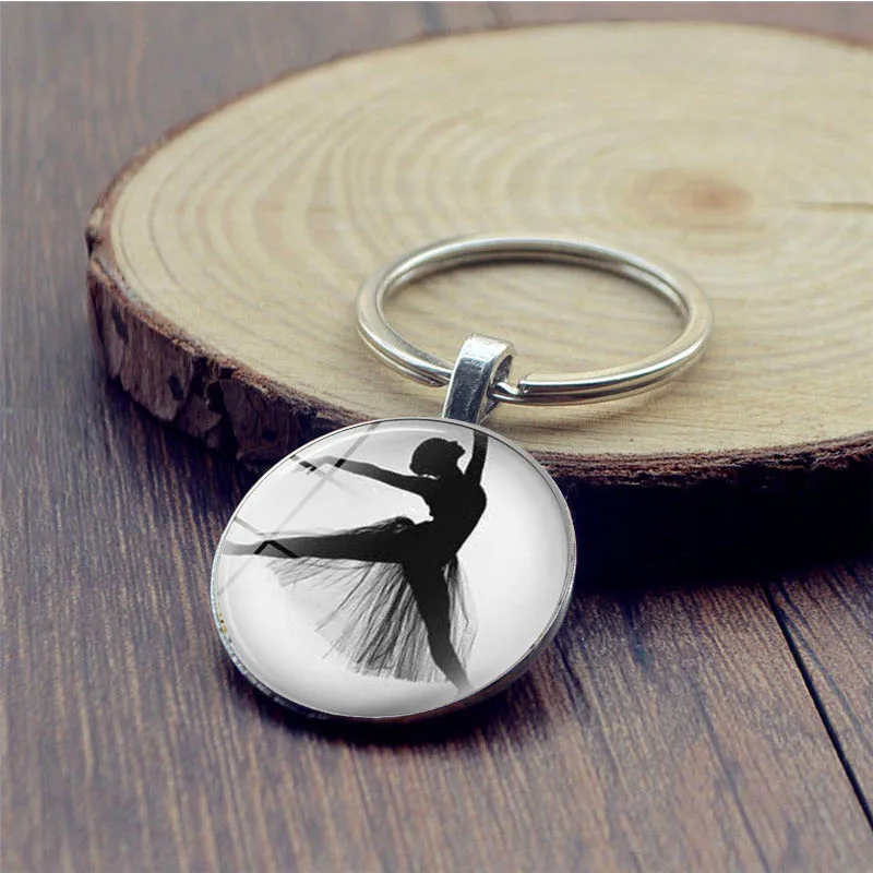 Балет брелок для девушек Высокое качество диск стеклянный кулон ювелирные