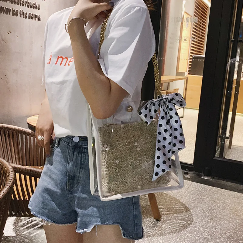 JIULIN летняя Прозрачная женская 2019 новая маленькая шелковая сумка на одно плечо с